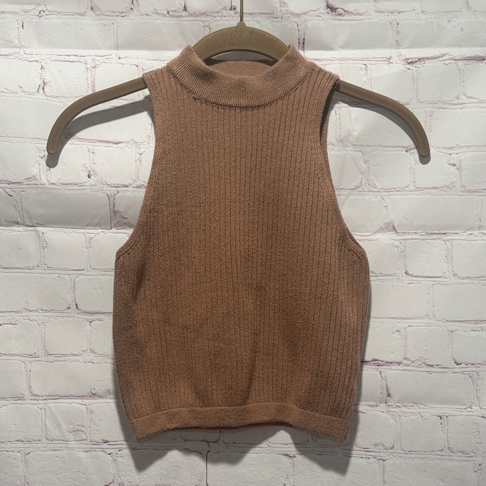 Kendall‎ & Kylie Warm Brownish, Pink Tan Knit Crop Top Woman’s Size Small